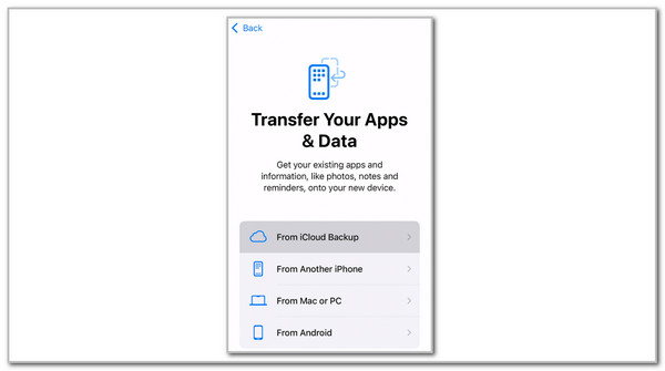 Tap From iCloud Backup Button