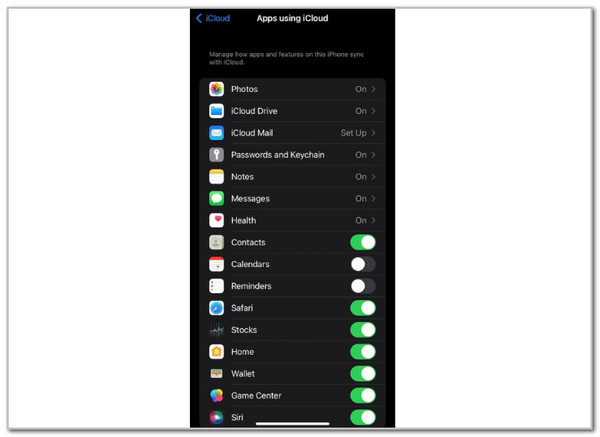 Toggle on Photos Option