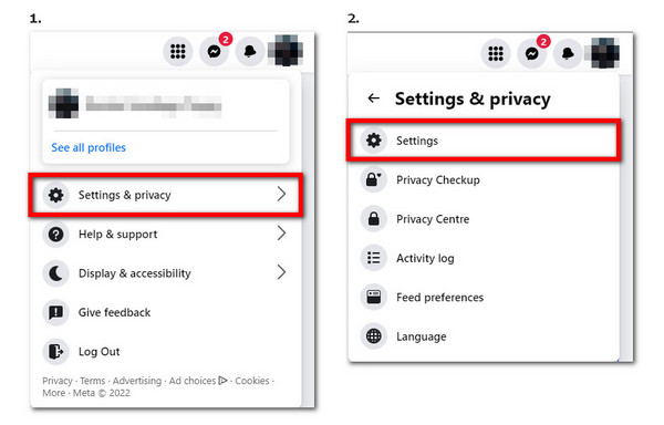 haga clic en Configuración y privacidad