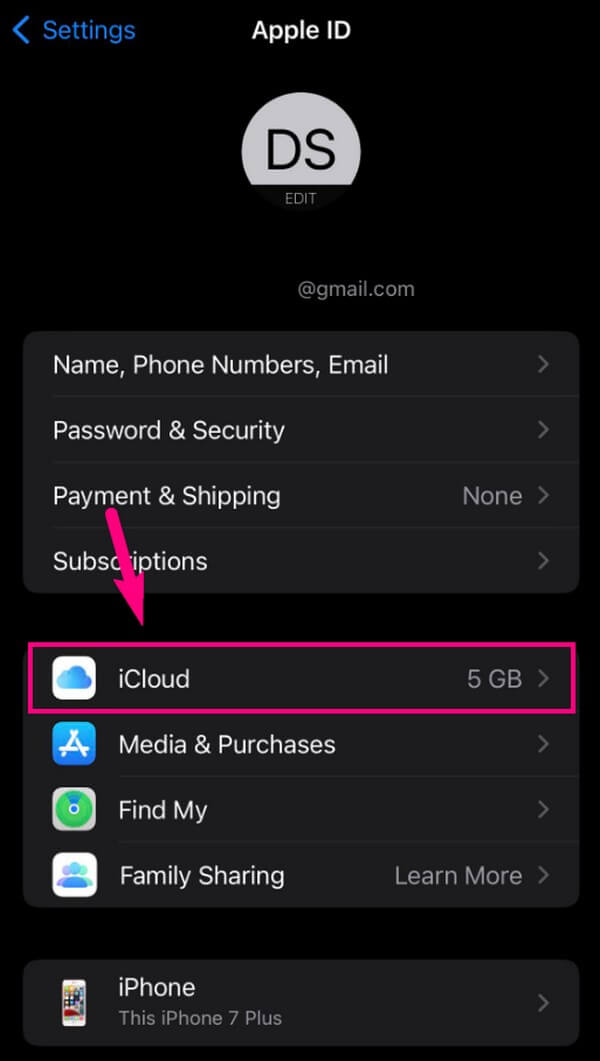 seleccionar dispositivo en icloud