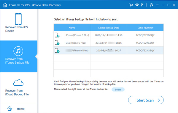 Numériser iTunes Backup