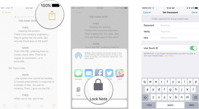 Lock iPhone Notes