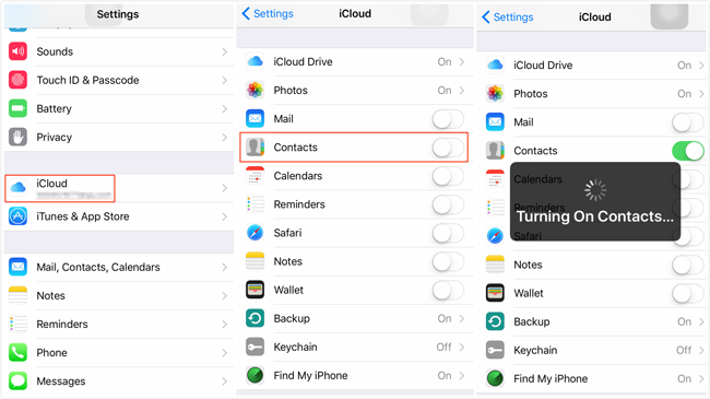 sync contacts from iphone to iphone