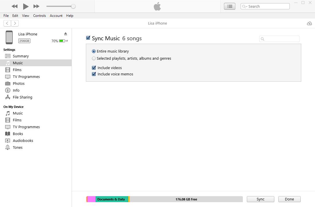 choose Music from the left panel