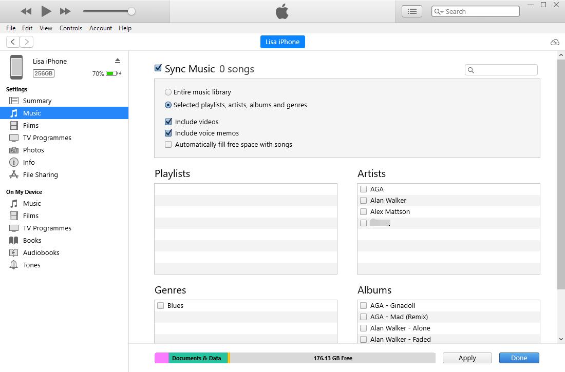 click Selected playlists