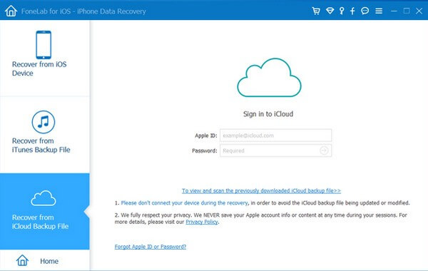 Click Recover from iCloud Backup File