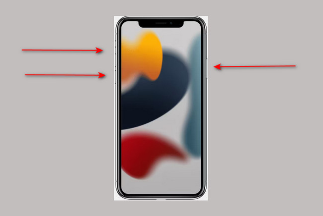 pressione e segure os botões lateral e de volume