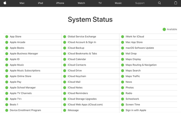 apple system status