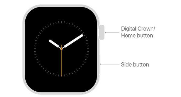Mantenga presionados los botones del Apple Watch.
