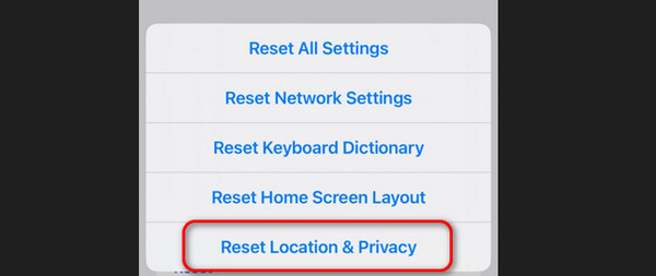 reset locations privacy