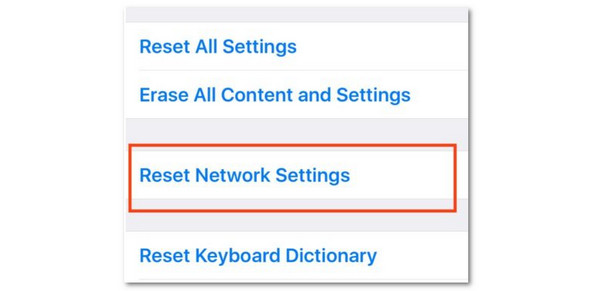 Tap Reset Network Settings Button
