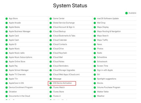 Sjekk Apple System Status