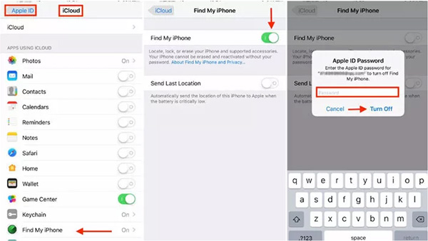 отключить найти мой iphone