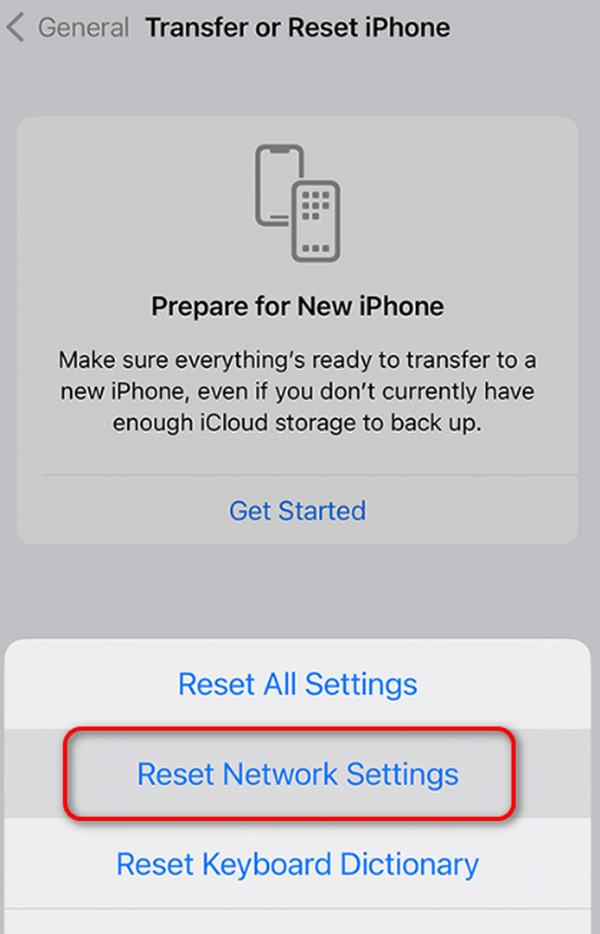 restablecer la configuración de red del iPhone