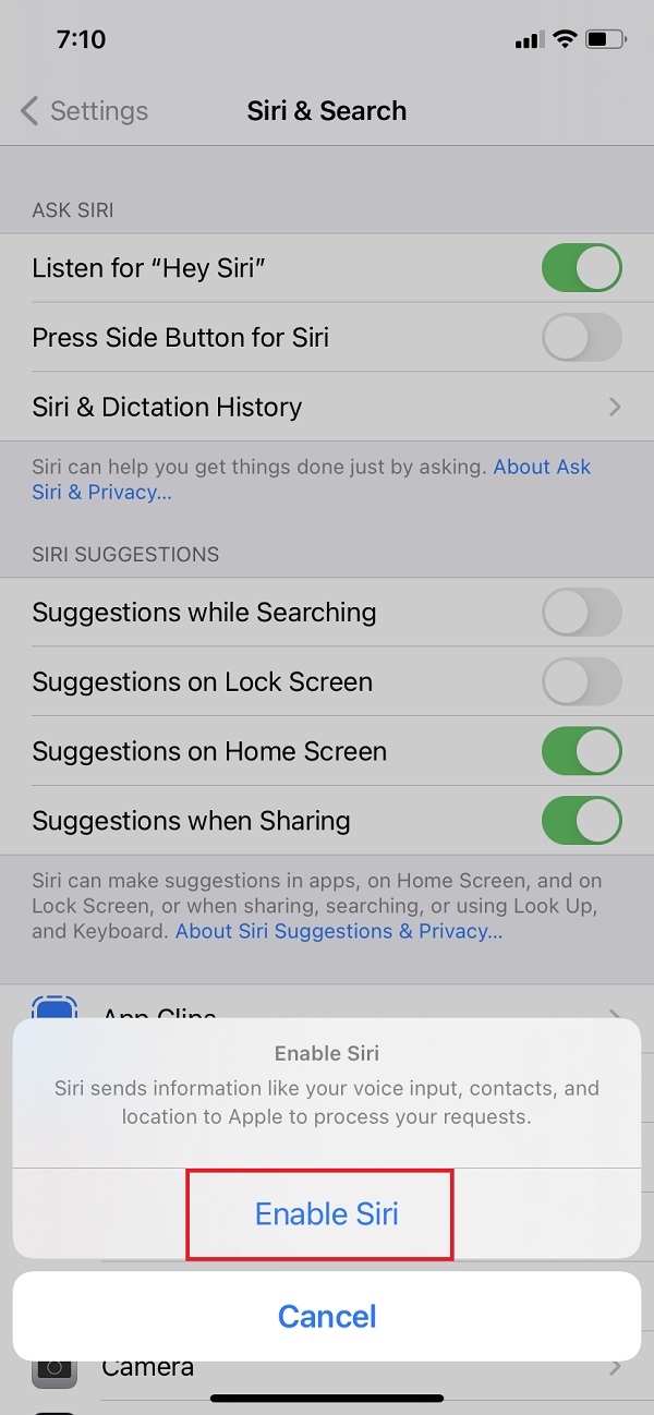 enable siri