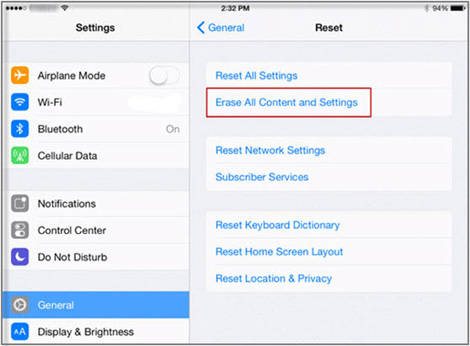 toque Borrar todo el contenido y la configuración