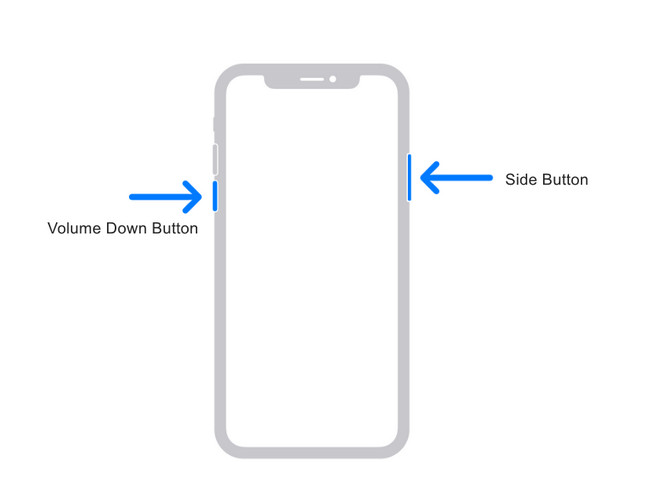 appuyez simultanément sur les boutons Volume et Latéral et maintenez-les enfoncés