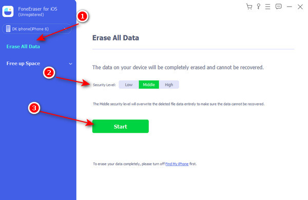 select Erase All data