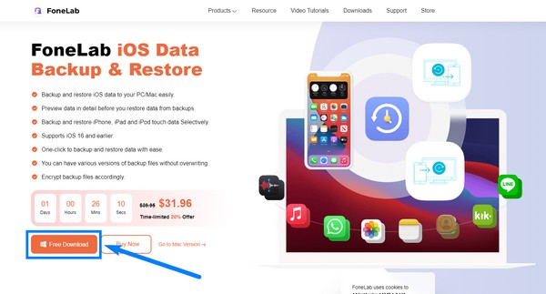 visit the FoneLab iOS Data Backup & Restore official website