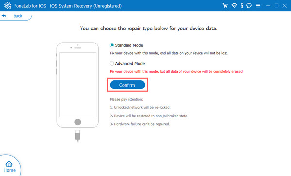 clicking the Confirm button
