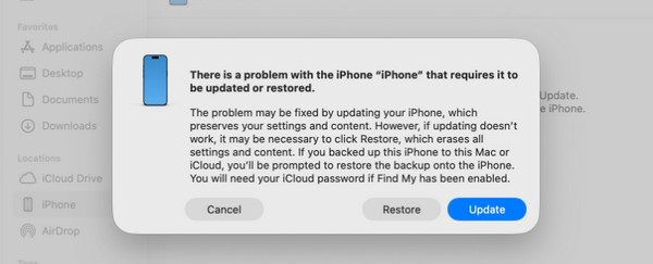 Click Update Or Restore Button