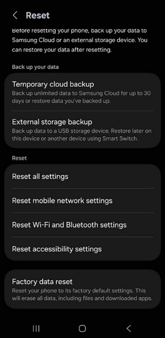 Reset Network Settings on Android