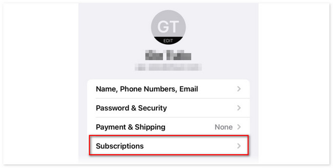 tap subscriptions button