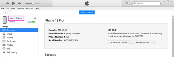 change iphone name through itunes