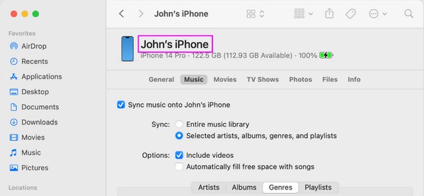 alterar o nome do iphone através do finder