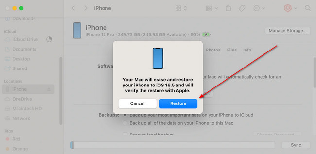 click restore button