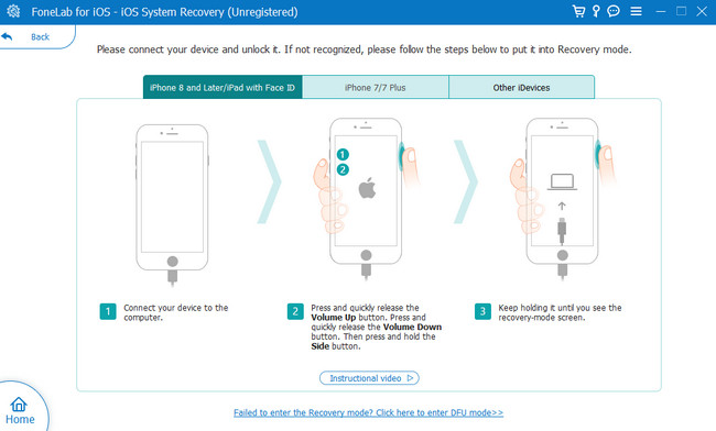 interface du mode de récupération