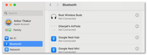 Select Bluetooth Button