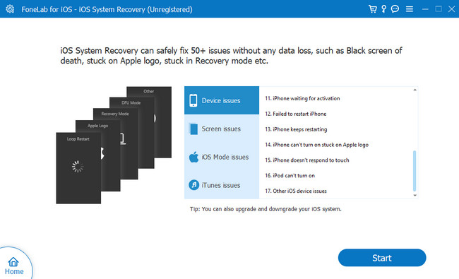 choose the Device Issues or Screen Issues button