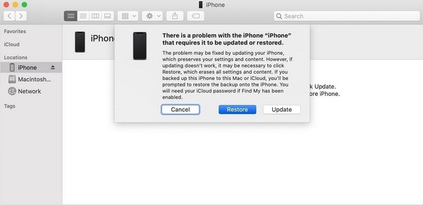 iPhone repareren in Finder of iTunes