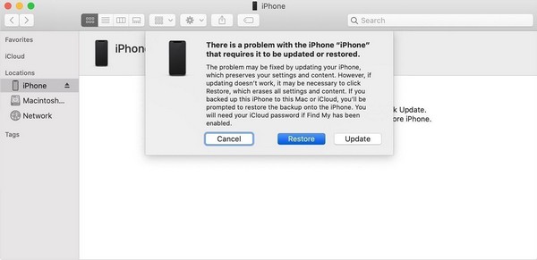 reparar iphone en finder o itunes