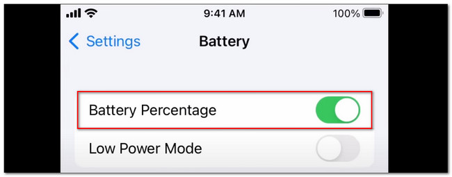 tap battery percentage on iphone settings