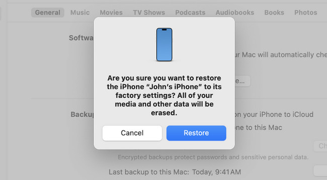 przycisk przywracania w iTunes