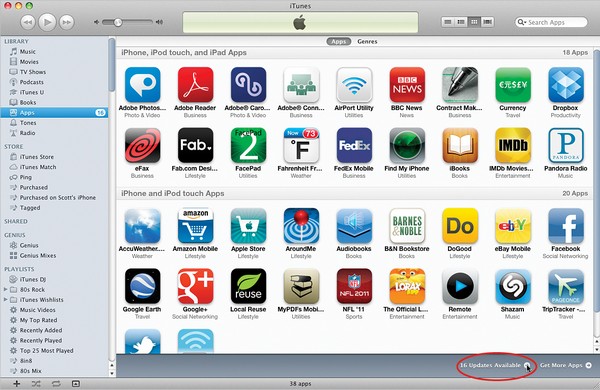 uppdatera appar via itunes