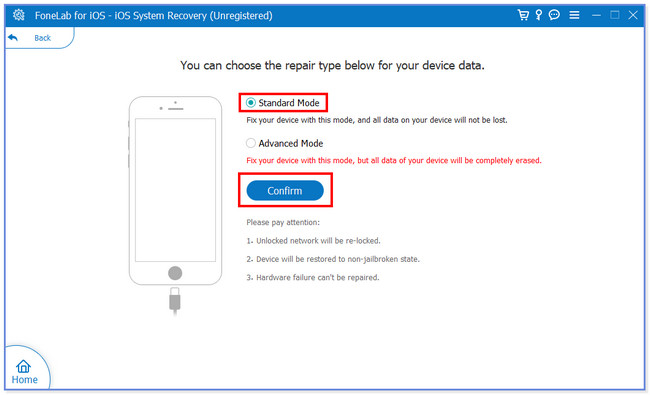 escolha a recuperação do sistema ios