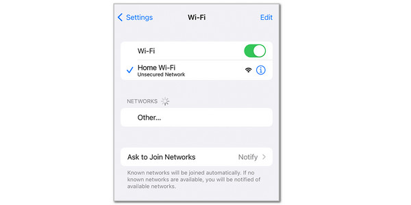 Toggle on Wifi Slider