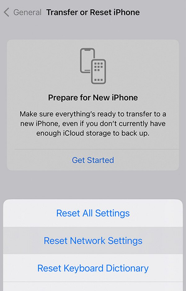 réinitialiser les paramètres réseau sur iOS