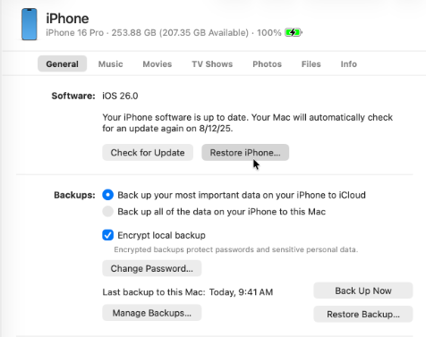 Restore iphone