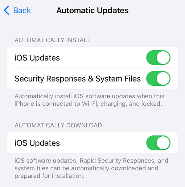 update ios on settings automatically
