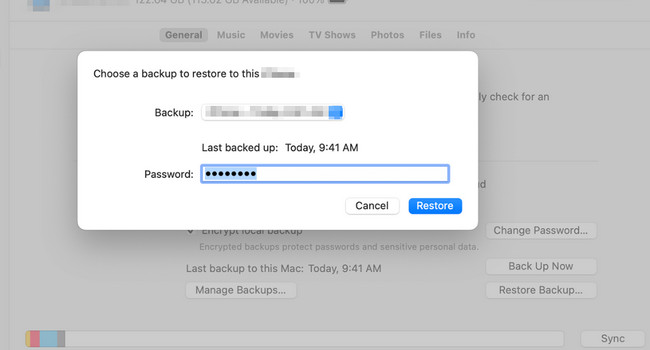 select the Restore Backup icon
