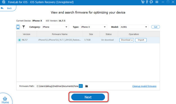 comprobar el firmware