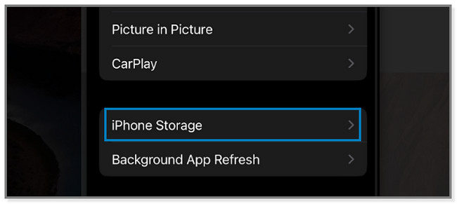 choose the iPhone Storage button