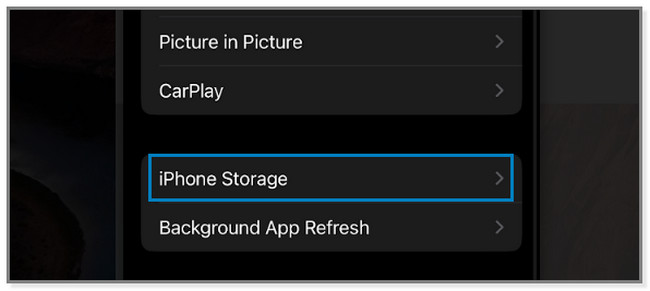 válassza az iPhone Storage gombot