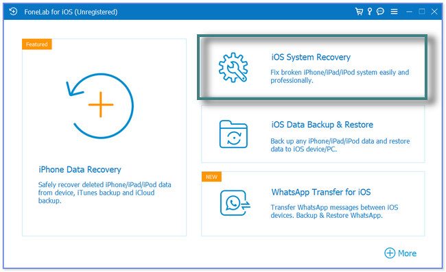 Escolha o botão iOS System Recovery