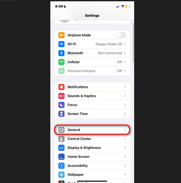 open general settings