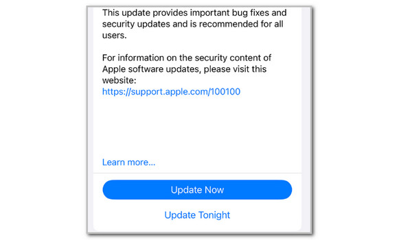 Tap Update Now Button